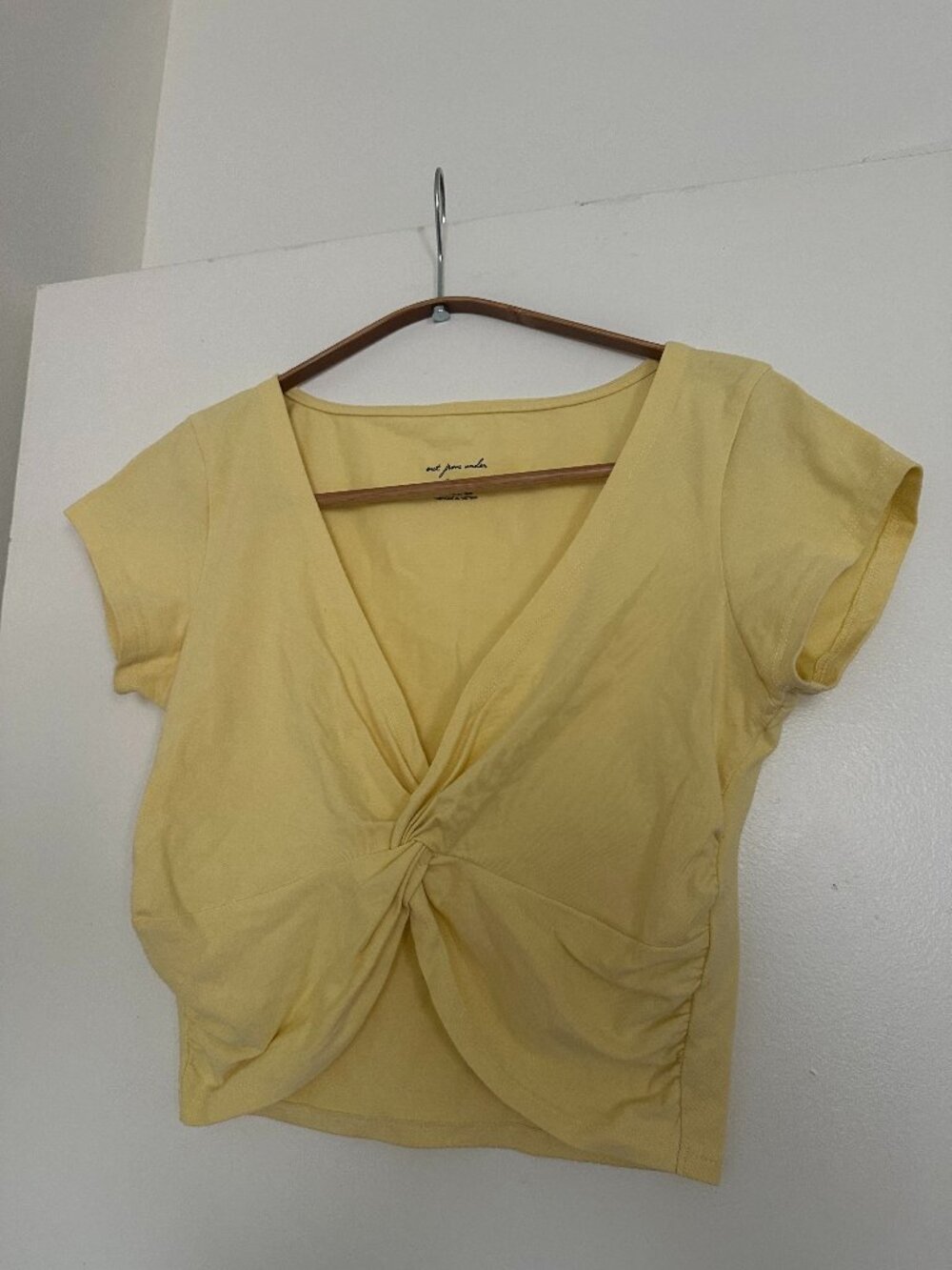 Out From Under Yellow Twist Front Cropped Top